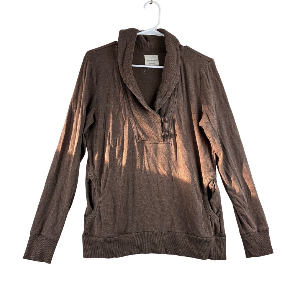 Banana Republic Y2K Cowl Neck Sweather Womens Medium Brown Cotton Bella Swan